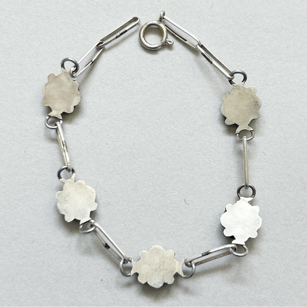 Lovely Southwestern Turquoise Sterling Silver Flower Bracelet - Picture 7 of 7
